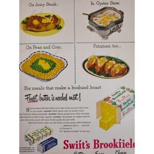 1950 Swift's‎ Brookfield Butter Eggs Cheese Vtg MCM Colorful Yellow Print Ad